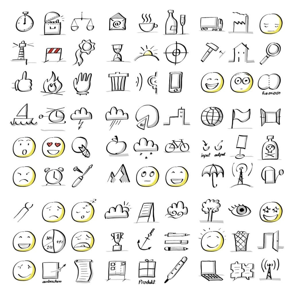 Sketchnote Icon Set - Viele Symbole